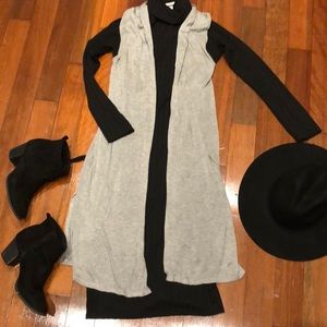 Gray Sleeveless Duster Cardigan